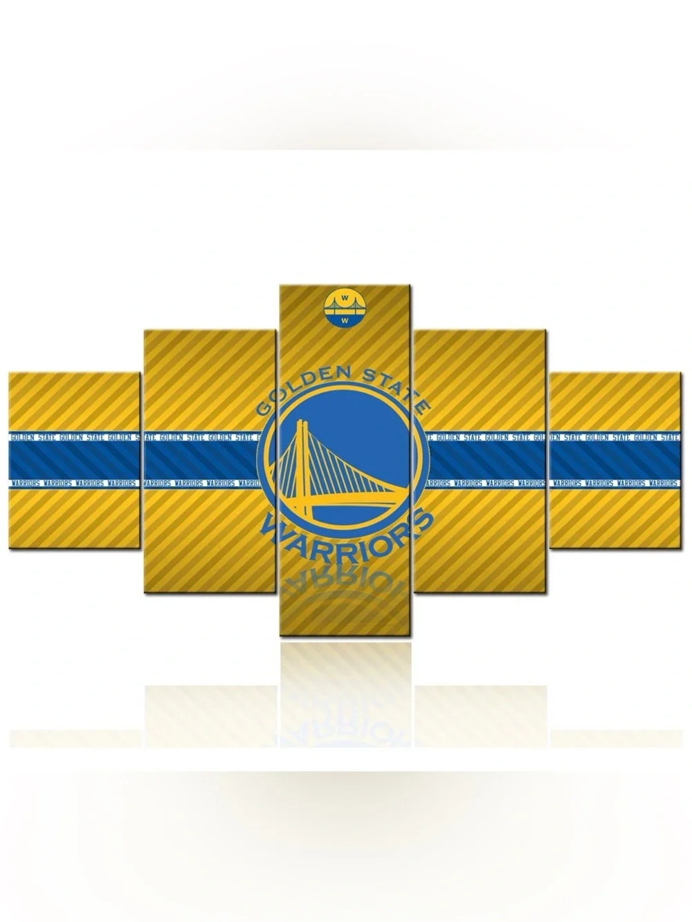 Golden State Warriors 5-Piece Multi-Panel Canvas Wall Art Set 24X48” Sport Decor